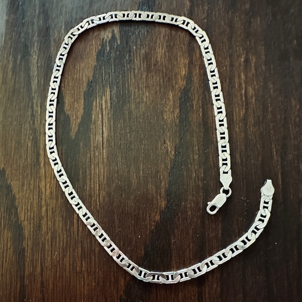 Gorgeous ITALY 925 Sterling Silver Mariner's Link Chain Necklace 18”
